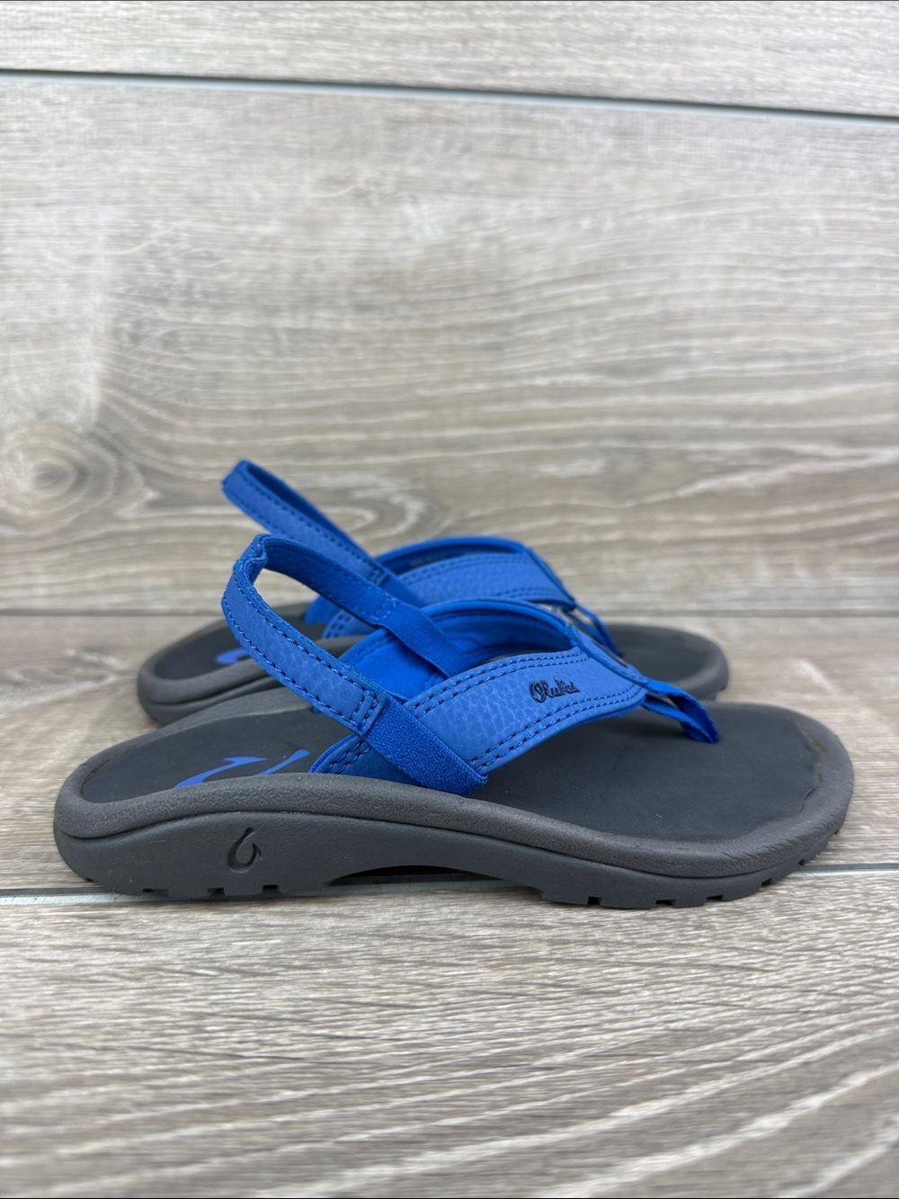 Olukai Ohana Toddler Boy Sz 11-12/EU 30 Blue Slingback Thong Flip Flop Sandals